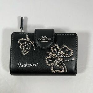 NWT Coach Medium Corner Zip Wallet Butterfly Print CCL65 Silver/Black